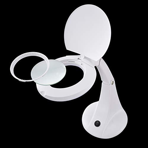 OHM Electric L-ZOOM LED Stand Light with Magnifying Glass, DS-L30B-W, 08-0871