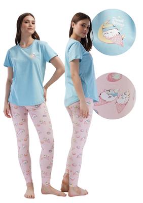 Women's Cotton Pajama Short Sleeve Leggings S Vienetta Comfortable Nice