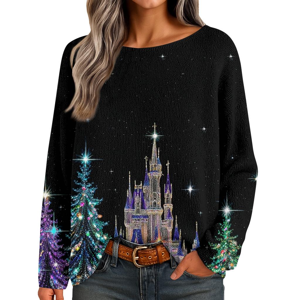 Womens Fall Sweaters Long Sleeve Print Tops Pullover Sweaters Loose Dressy Casual Basic Clothes