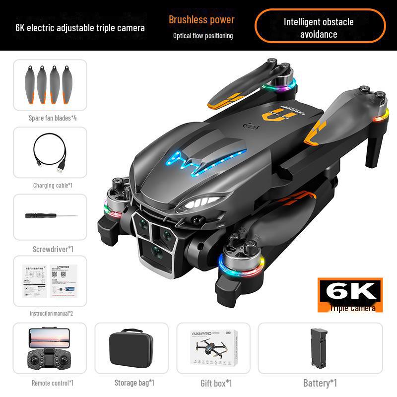 A23 HD Camera Drone with Brushless Motor, Flowing Light, and Obstacle Avoidance