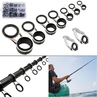 55Pcs/box Stainless Steel Fishing Rod Guides Repair Kit DIY Eye Rings