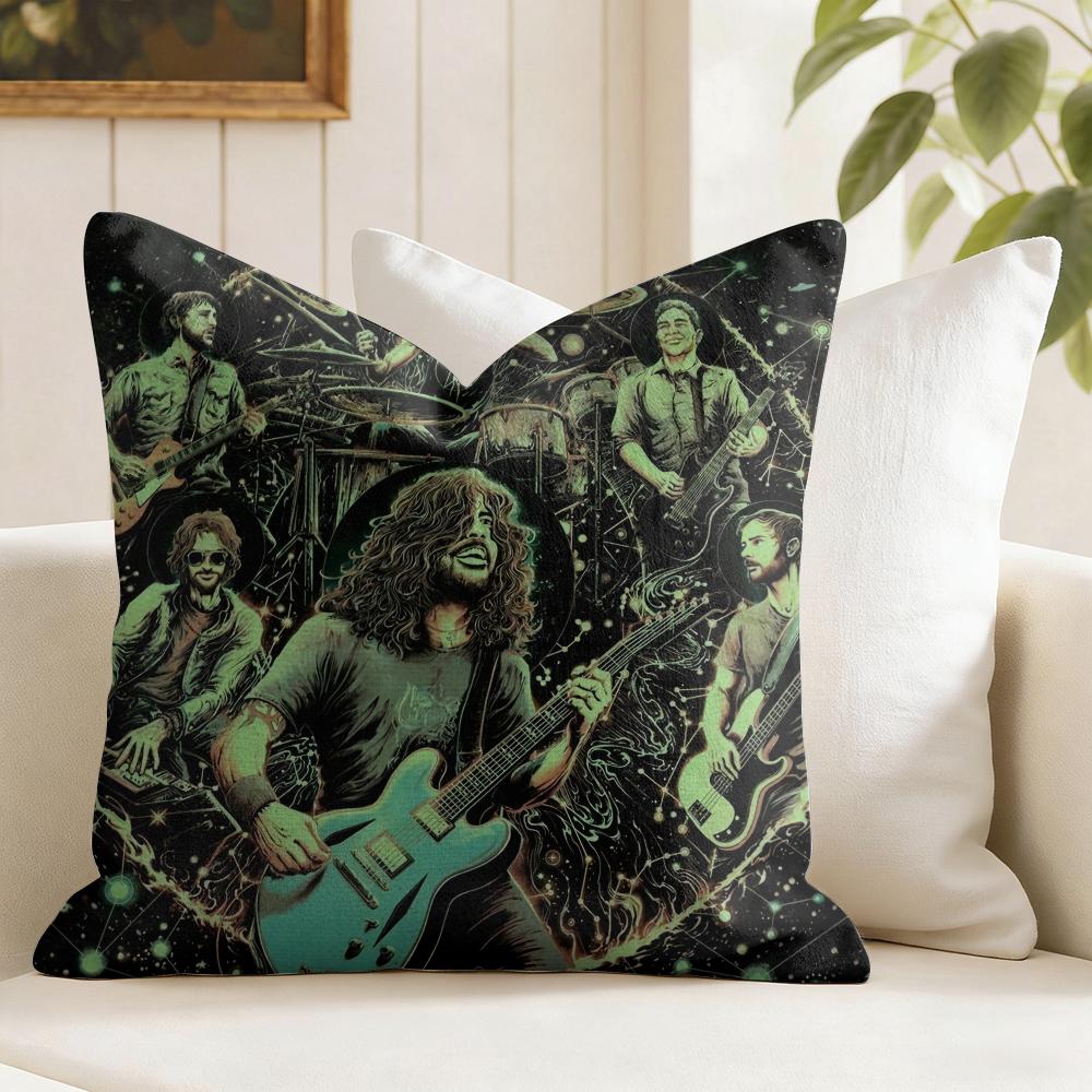 FFoo FFighters Band Cushion Cover Eco Linen Pillow Case DoubleSided Print Breathable Durable Zipper Home Decor Gift