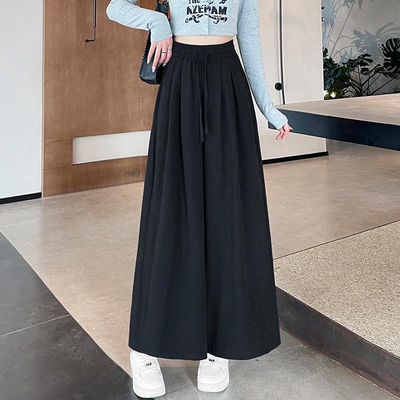 Spring 2025 Plus Size High-Waisted Wide-Leg Acetate Culottes - Slimming, Versatile, and Casual.