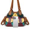 Borsa a tote con blocchi di colore da donna, borsa a tracolla crossbody vintage