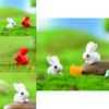 Red Resin Adorable And White Bunny Figurines For Diy Miniature Decorations Garden