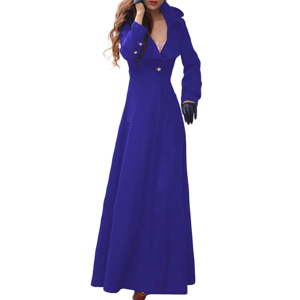 Womens Winter Lapel Slim Coat Trench Jacket Long  Overcoat Outwear