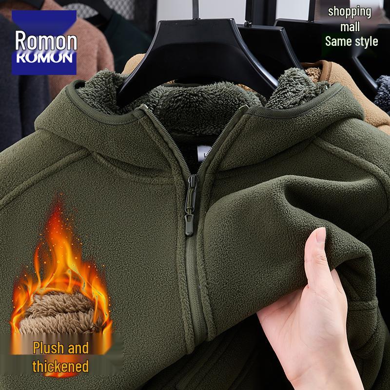 Luomon Men s Hooded Winter Fleece Jacket - Thick Cotton Outerwear M (120–140 jin)