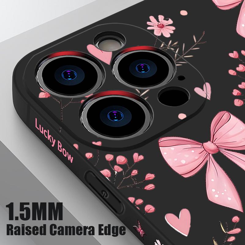 For iPhone 17 Pro Max Case Pink Bowknots Floral Pattern TPU Silicone Soft Cover For iPhone 16 Pro Max 15 14 13 12 11 16E Air