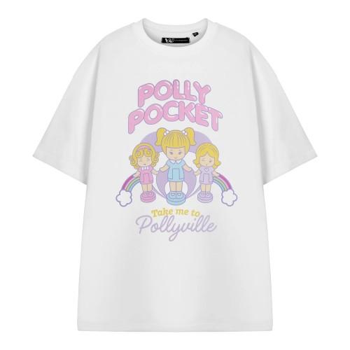 Pertemba Fr - Apparel Women's Pink/White Polly Pocket / Pollyville Short-Sleeved T-Shirt 37In
