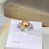 Champagne Ring 9 Silver Plated Round Microplated White Gold Ring Popular Jewelry Crystal Zircon Yellow