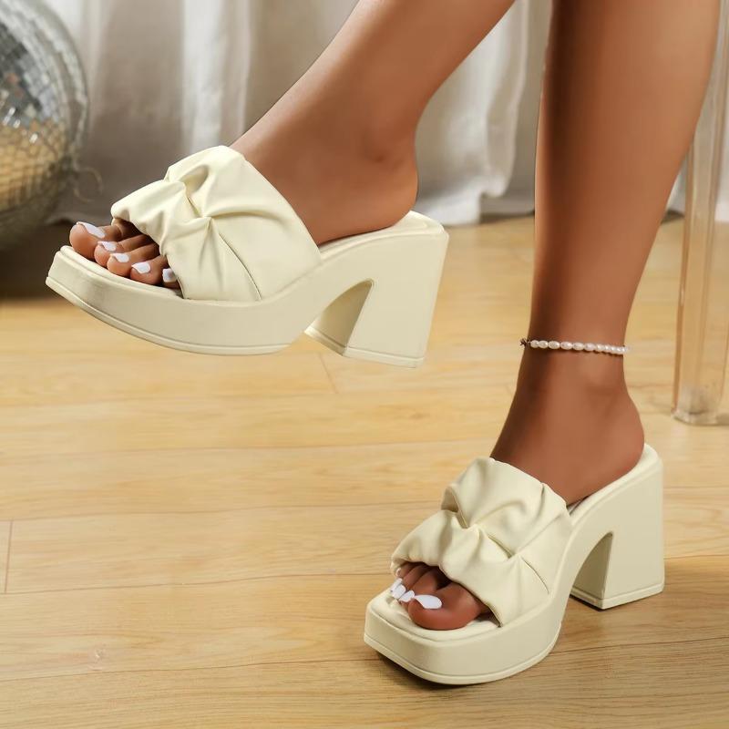 Mode Damen Hausschuhe 2024 Neuer Modetrend Sandalen Anti-Falten Damen Hausschuhe Sommer High-Heel Freizeit Damen Fischmaulschuhe