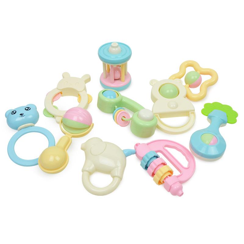 Baby Teether 0-1 Year Old Newborn 6/10pcs Baby Toy Rattle Set Baby Bottle