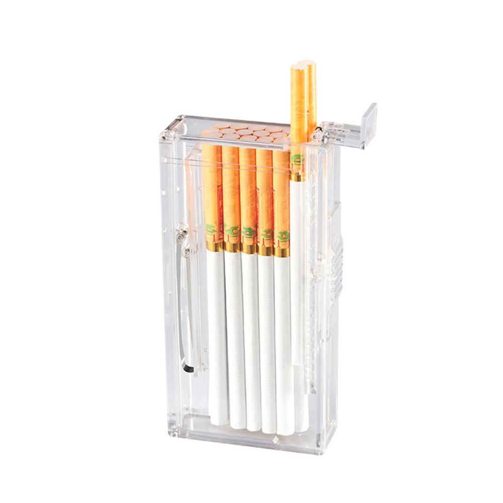 1pcs Fashion Creative Transparent Automatic Pop-Up Cigarette Case Best-Selling Cigarette Case Fine Smoke 20 Sticks Pink