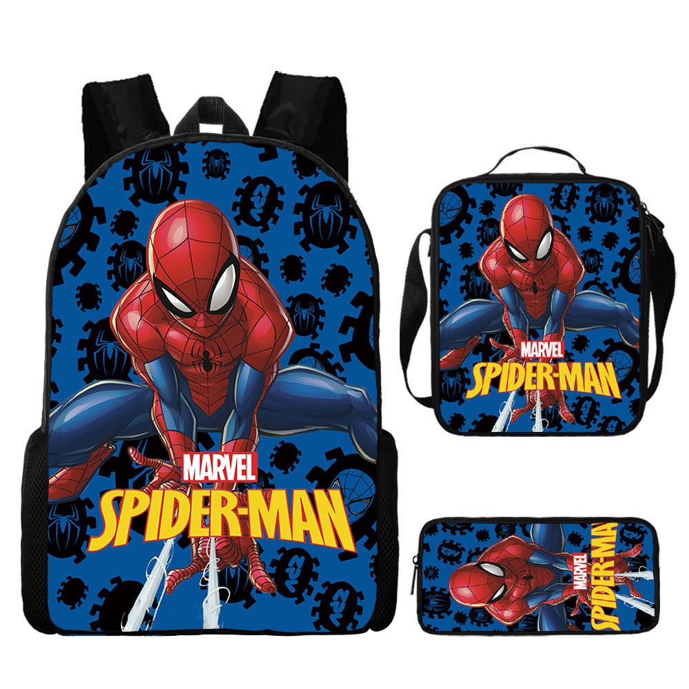 Spiderman School Backpack Set With Oxford Fabric Breathable Waterproof For Kids