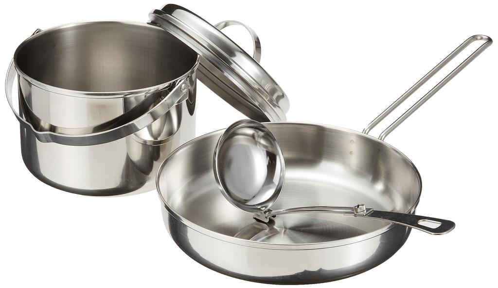 Captain Stag BBQ BBQ Pot Set Steel Camping Cooker L Set with Bag 3-layer M-8601