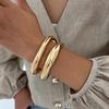 Punk Style Metal Texture Matte Bracelet, Fashion Style Irregular Glossy Spring Buckle Bracelet