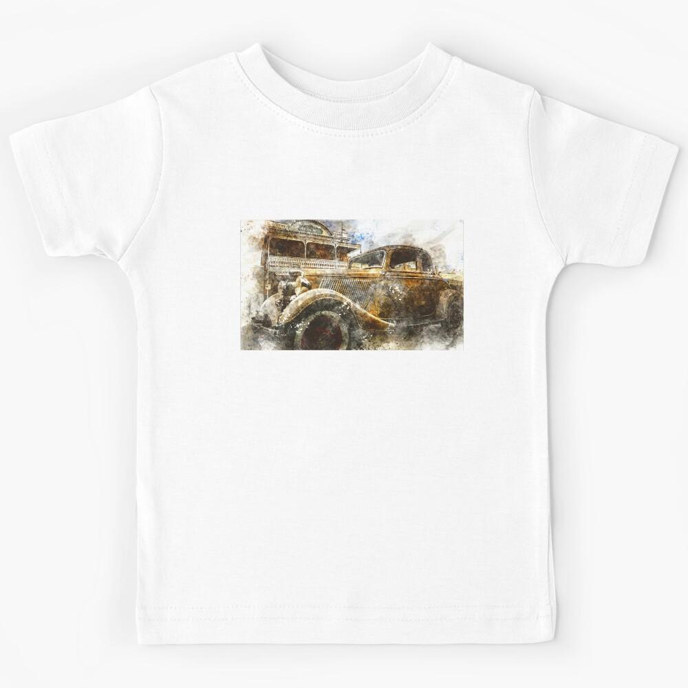 Classic Ford at Maldon Hotel Watercolor and Pencil Sketch Kids T-Shirt 110