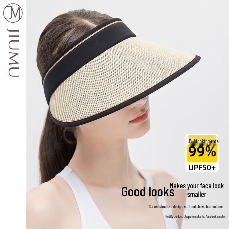 JIUMU Women's Sun Protection Open-Top Straw Visor Hat CW106