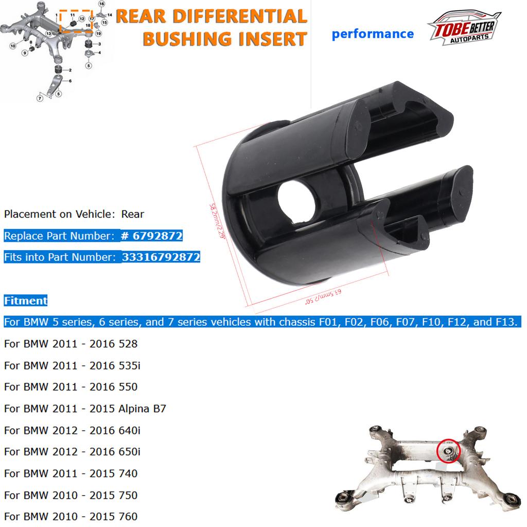 Hinterachs-Differentialbuchse Diff-Einsatz #6792872 für Bmw 5er 6er 7er F-Chassis F01 F02 F06 F07 F10 F12 F13
