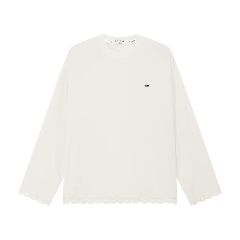 ELLE KIDS Girls  Lace Trim Long Sleeve T-Shirt 130