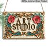 2D Flat 1pc Vintage Art Studio Aluminum Sign, 8X12 Inch Decorative Metal Plaque, Motivational Wall Art for Home, Garden, Bar, Cafe, Farm, Bathroom