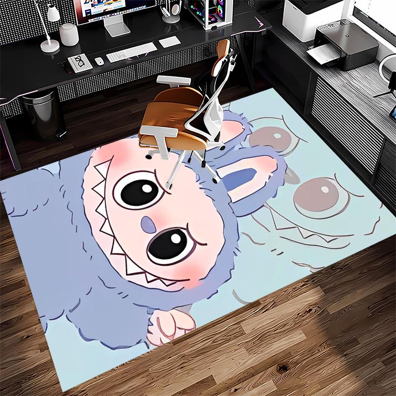 1pc labubu Print Area Rug - Soft, Washable Non-Slip Indoor Mat for Office Chairs, Living Room, Home Office Decorative Rug