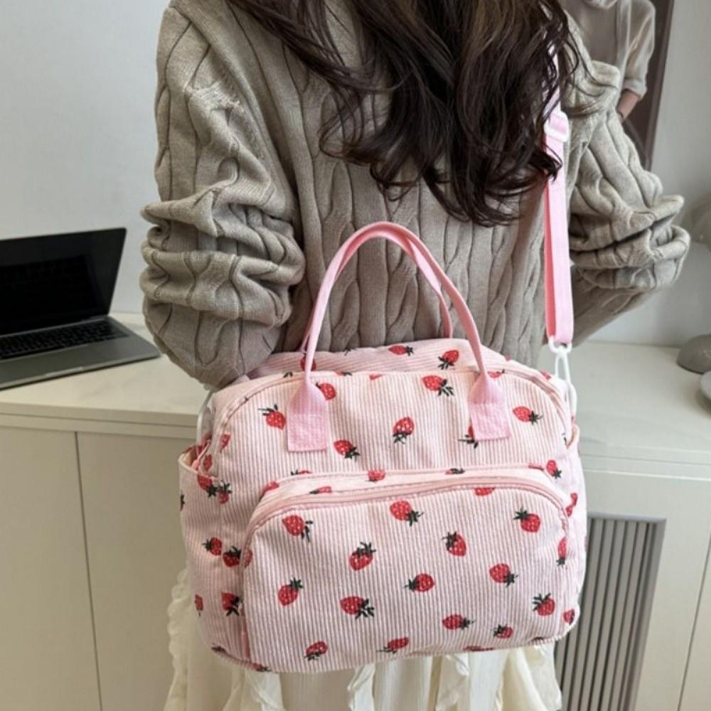 Large Capacity Corduroy Hand-Held Bag Waterproof Lady's Crossbody Bag for Commuting