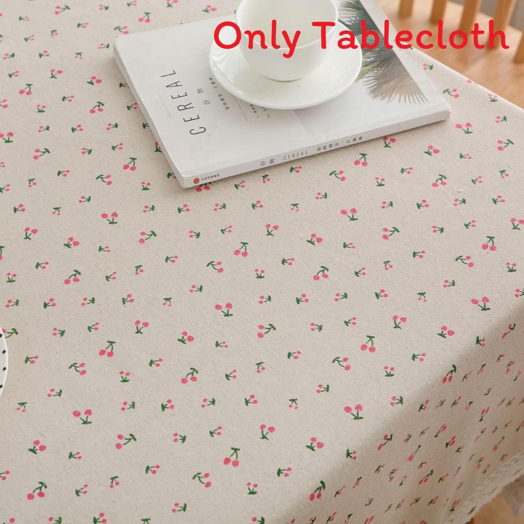 Modern French Country Rectangular Tablecloth Cotton Linen Floral Decor For Dining Room