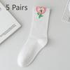 5 Pairs of Female Spring and Summer Cute All Match Cartoon Animal Tube Socks