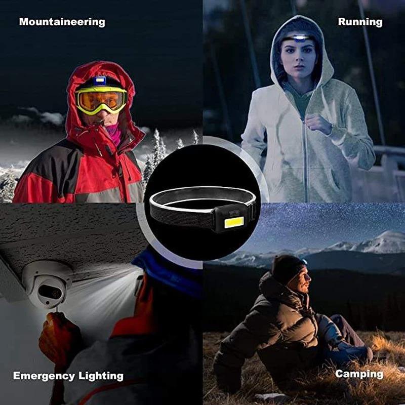 3 Modes Mini Portable COB LED Headlamp Outdoor Waterproof Night Riding Fishing Headlight Battery Powered (no Battery) Headlight