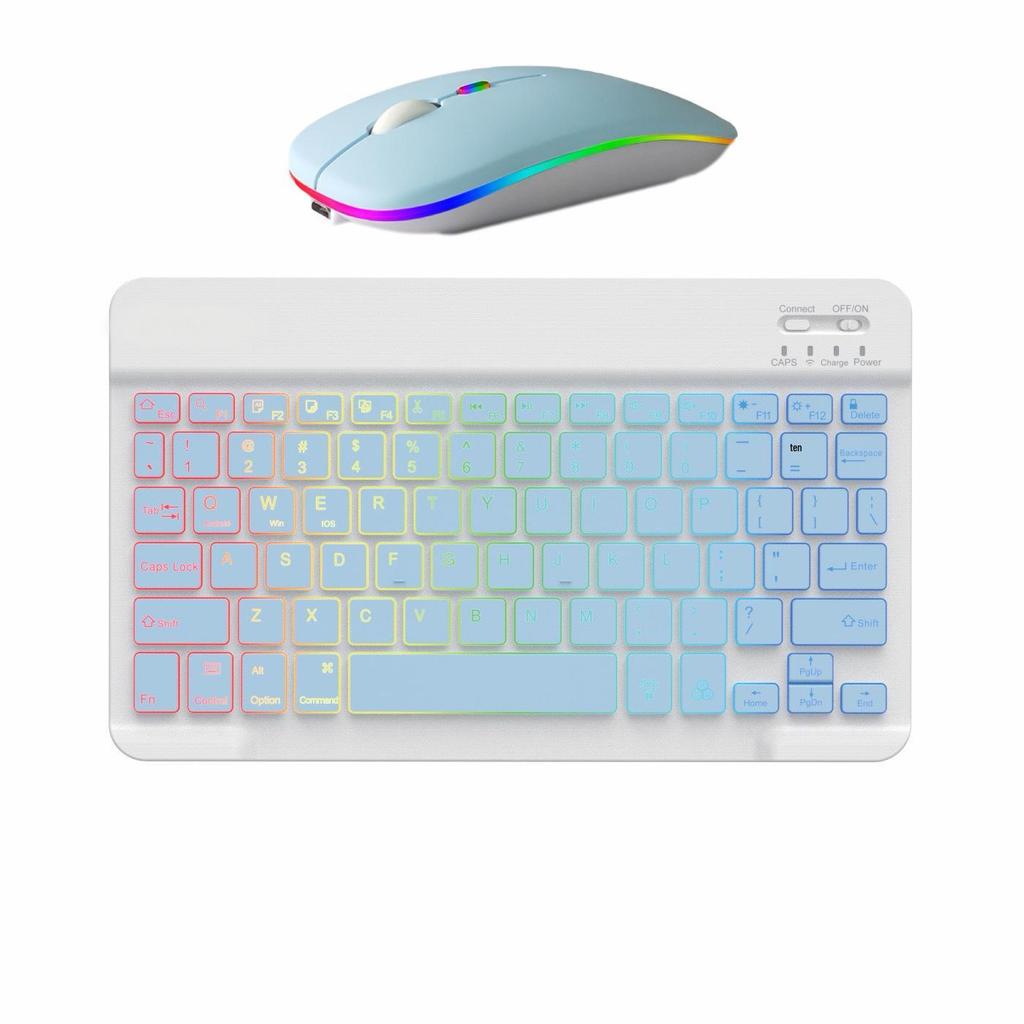 Russian Wireless RGB Backlit Bluetooth Keyboard & Mouse Set for iPad, Phone, Tablet