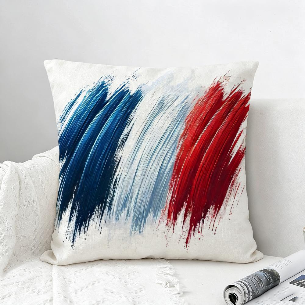 Flagge Frankreich Flagge Kissenbezug Natürliches Leinen Kissenbezug Set All-in-One Dekoration für Sofa Schlafzimmer Stuhl