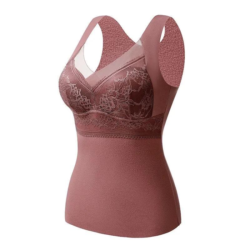 Autumn and Winter Double-sided German Velvet Thermal Vest Women's Velvet Thickened Self-heating Inner Wear Primer with Chest Pad Thermal Underwear