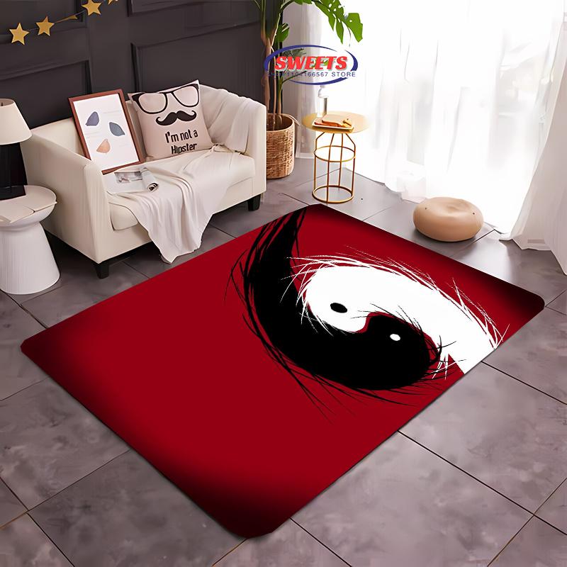 Alfombra Tai Chi Arte Secreto Chino Antiguo, Alfombrilla para Sala de Estar Dormitorio Sofá Cocina Felpudo Decoración, Alfombrilla Duradera Antideslizante para Suelo de Niños
