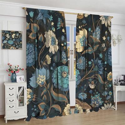Boho Blumenvorhänge Aquarell Botanisches Muster Wohnzimmer Heimdekoration Schlafzimmervorhang Verdunkelnd Polyester Ideal Zum Sitzen