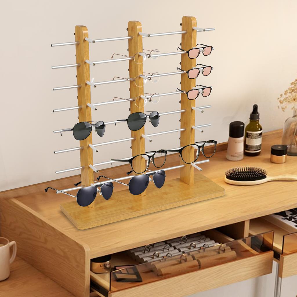 Sonnenbrillen-Displayständer, Brillenhalter-Ständer, Brillen-Organizer-Regal, 3-stöckig, 24 Paar Kapazität, Robuste Brillenaufbewahrung für den Einzelhandel