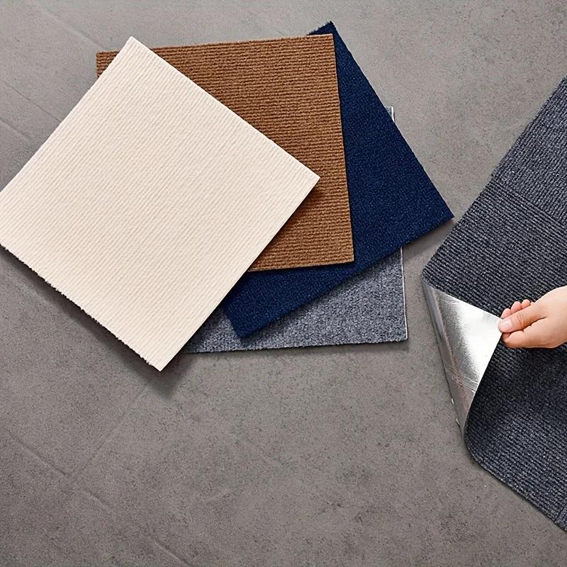10Pcs Self-Adhesive DIY Modern Carpet 30x30CM Cuttable Fully Spread Floor Mat Rug Carpet Squares for Bedrooms Office Indoor