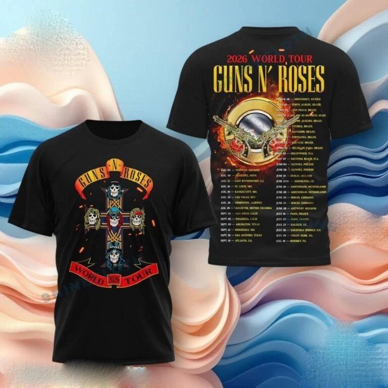 РЕДКИЙ! Футболка Guns N’ Roses Мировой Тур 2026 Подарок для Фанатов Размер S-5XL ГОРЯЧАЯ НОВАЯ Унисекс Футболка XXL