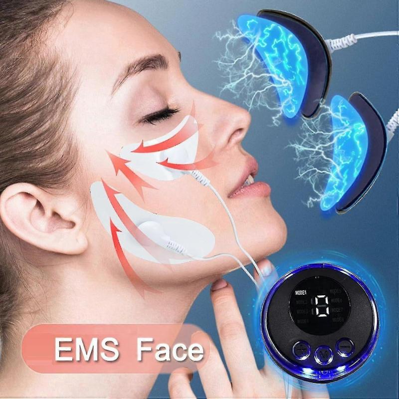 EMS Facial Massager, Electric Face Massage Device with 8 Modes & Patch Pads for Skin Tightening, Facial Lifting & Muscle Stimulation