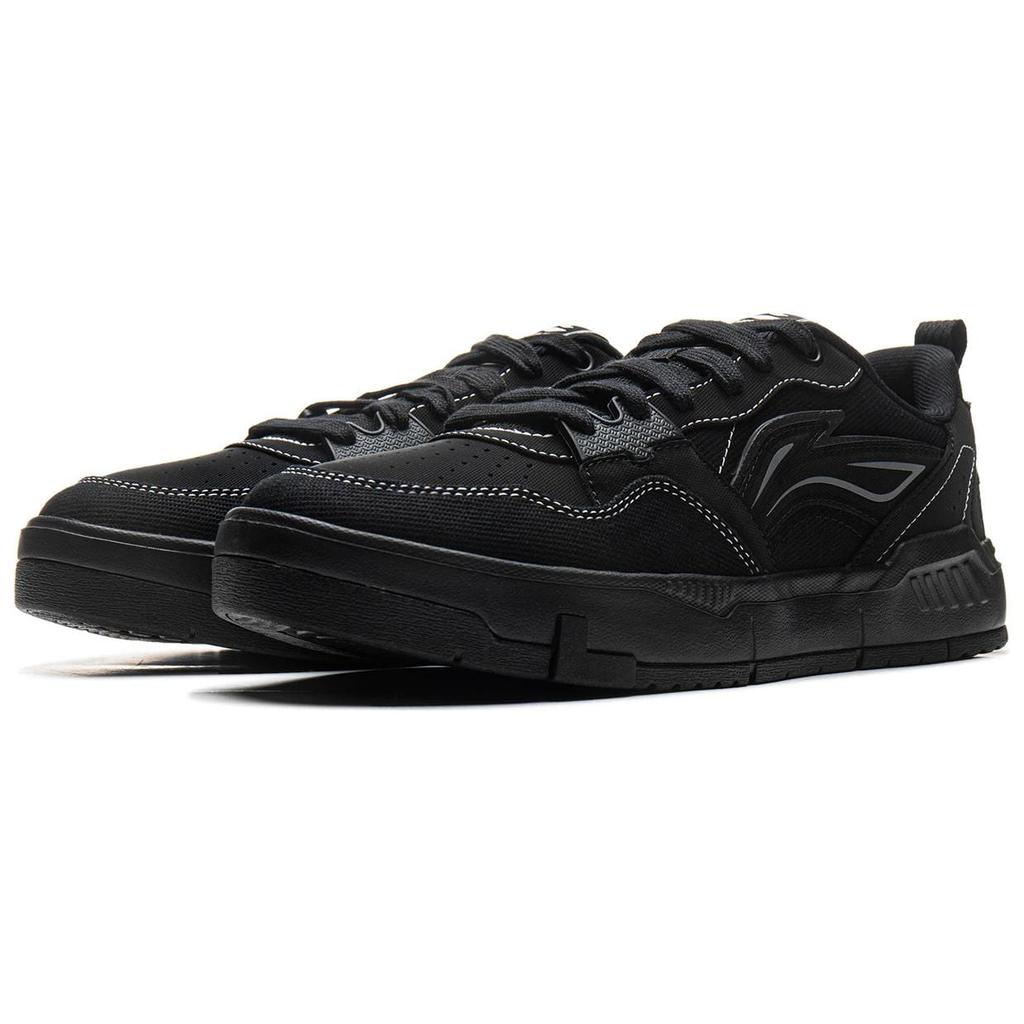 Li Ning Original Era Textile, Synthetic Leather Low Top Skateboard Shoes Men's Black AGCU337-5