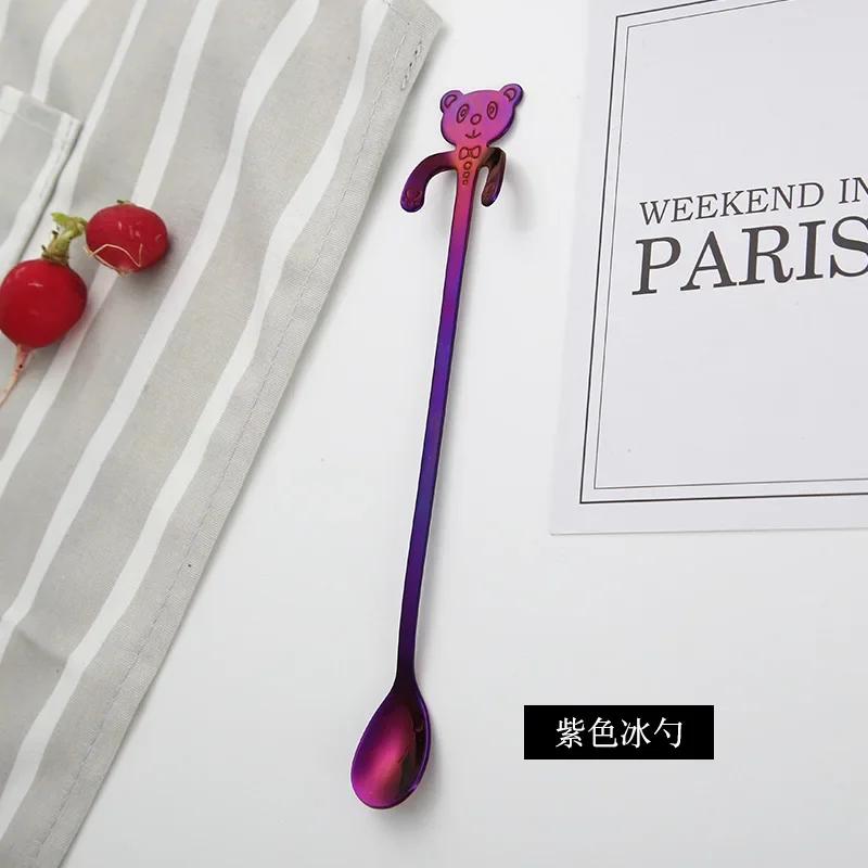 Kitchen Fashion Tableware Cute Panda Spoon Long Handle Spoons Coffee Companion Dessert Mental Honey Spoon Kitchen Accessories