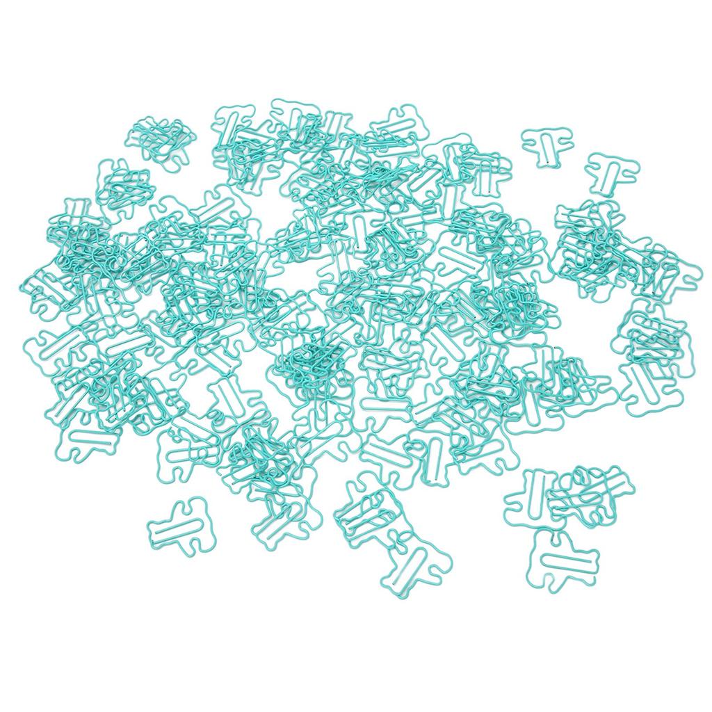 160pcs Little Bear Paper Clip Blue Cute Animal Shaped File Note Page Marker Clips Bookmark for File Classification