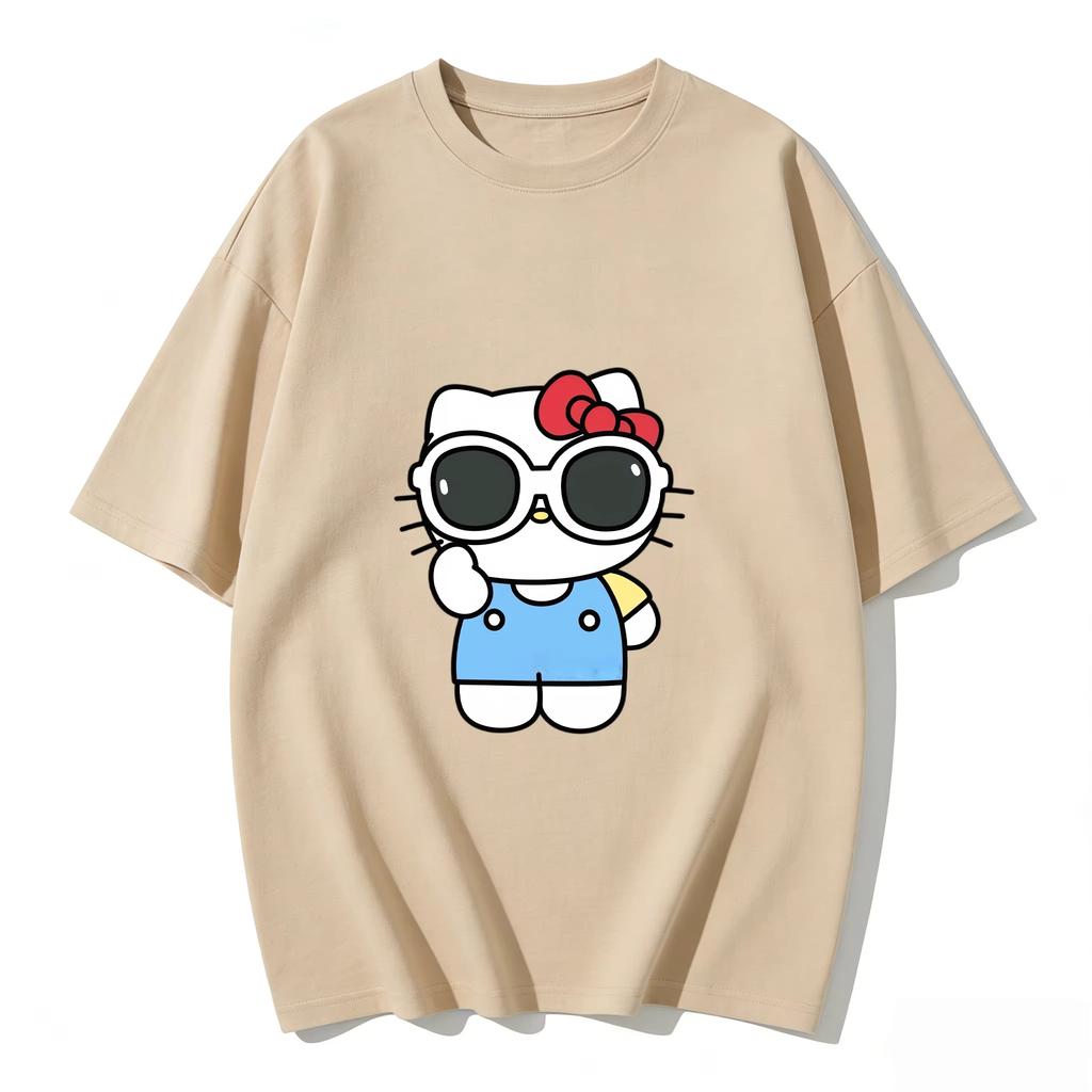 2026 new Summer HelloKitty Cute Graphic Tee Casual Short Sleeve Cotton Top for Women Girls Kawaii Cartoon Print Streetwear