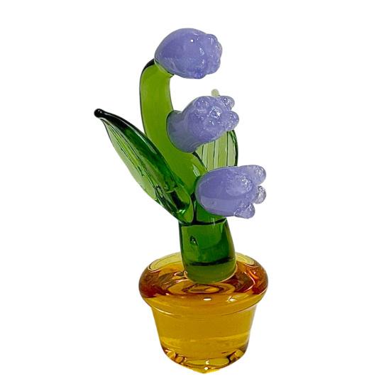 Yousheng Миниатюрная стеклянная Ландыш с горшком, выдувная фигурка цветка из искусственного хрусталя ко Дню матери, на день рождения, centerpiece для стола фиолетовый