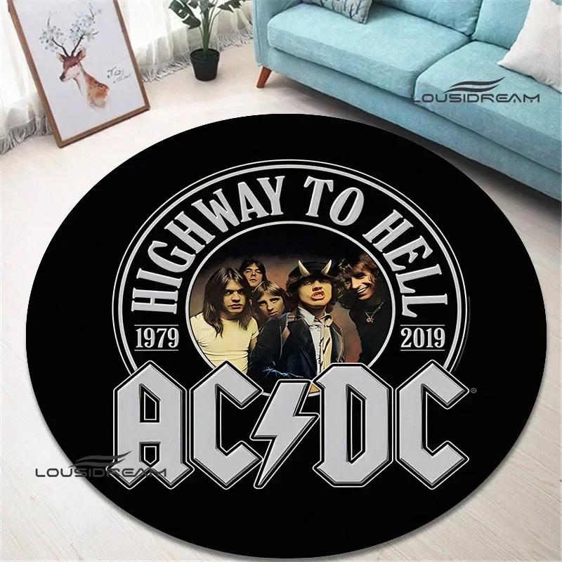 Rocková kapela AC/DC retro potištěný kulatý koberec ložnice krásný koberec protiskluzová rohožka pod dveře podlahové rohože kusový koberec narozeninový dárek