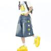 2026 Womens Trendy Denim Shorts Vintage Star Embroidery Straight Leg Casual Jeans