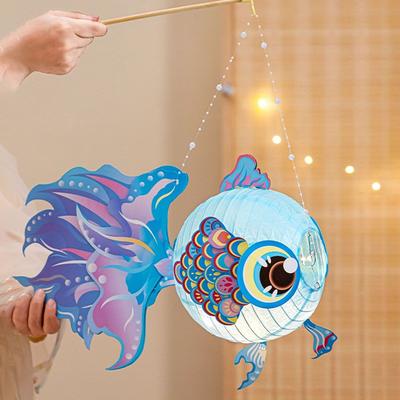 Cartoon Goldfish Mid-Autumn Festival Lantern Material Package Handmade Mid-Autumn Festival DIY Lantern Paper Lanterns Kids Gift