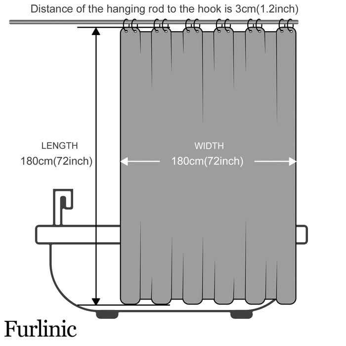 Rideau de douche AIMOONSA 180x180 cm – Polyester imperméable, anti-moisissure, œillets inox, dégradé blanc