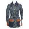 GUCCI Domestic regular 652658 GG denim leather switch square patch belted Jacket 34 IndigoUsed