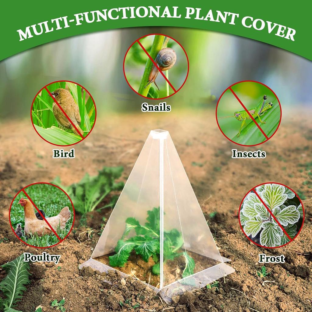 Plastic Small Plant Seedling Protector Cone Shape Greenhouse Protect Cover Suitable for Gardens Balconies